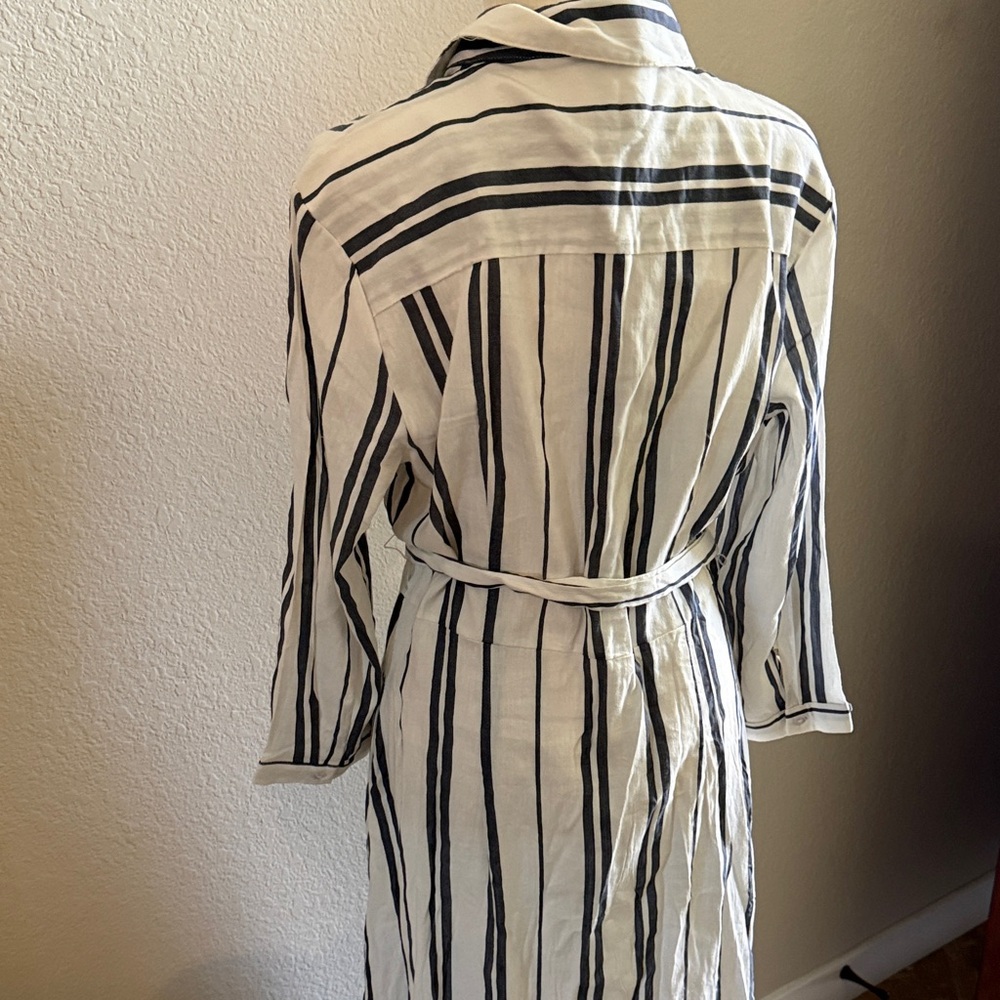 Philosophy Women's White and Black Striped Button-Front Shirt Dress - Picture 8 of 12